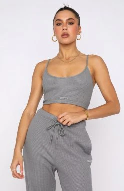 White Fox Boutique AU Something Special Waffle Crop Steel Clothing