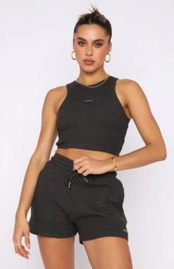 White Fox Boutique AU Made For This Waffle Crop Charcoal Clothing