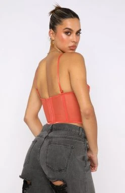 White Fox Boutique AU Feel The Passion Lace Bustier Burnt Orange Clothing
