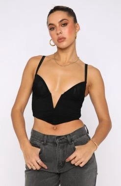 White Fox Boutique AU Forget It Mesh Bustier Black