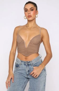 White Fox Boutique AU Forget It Mesh Bustier Dark Nude