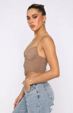 White Fox Boutique AU Forget It Mesh Bustier Dark Nude