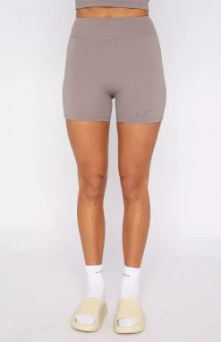 White Fox Boutique AU Keeping Busy Bike Shorts Mocha Clothing