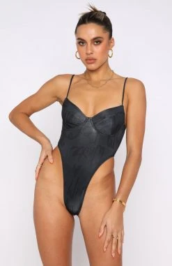 White Fox Boutique AU Clothing Sweet Attraction Bodysuit Charcoal Sketch