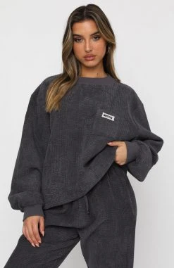 White Fox Boutique AU Book The Jet Cord Sweater Shadow