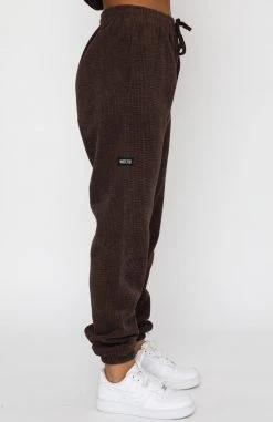 White Fox Boutique AU Up And Away Cord Sweatpants Chocolate