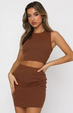 White Fox Boutique AU Clothing Till Sundown Crop Chocolate