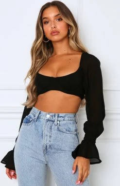 White Fox Boutique AU Clothing Sheer Perfection Long Sleeve Crop Black 10 White Fox Boutique AU Clothing Sheer Perfection Long Sleeve Crop Black