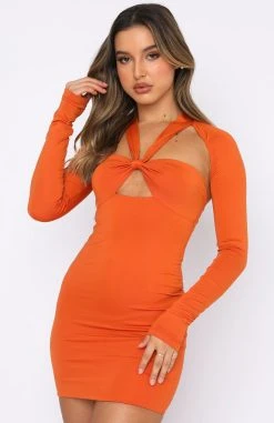 White Fox Boutique AU Girl On The Move Mini Dress Burnt Orange