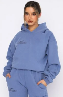 White Fox Boutique AU She's A Baddie Hoodie Dusk Blue
