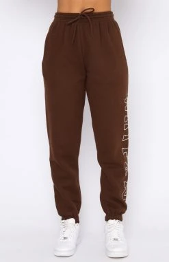 White Fox Boutique AU On Track Sweatpants Chocolate