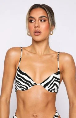 White Fox Boutique AU Staying Cool Bikini Top Zebra Jacquard