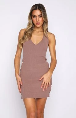 White Fox Boutique AU Deep In My Soul Mini Dress Mocha Dresses