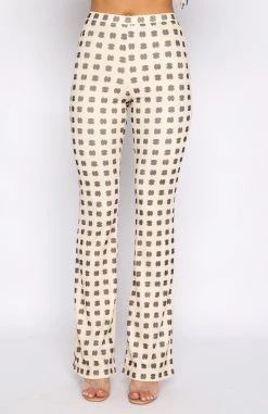 White Fox Boutique AU Prove Them Wrong Pants Beige Print Bottoms