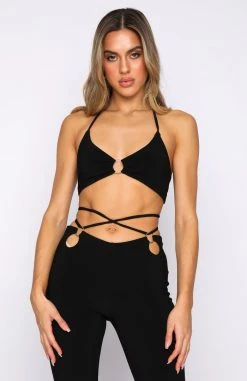 White Fox Boutique AU Stand Alone Crop Black