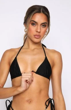 White Fox Boutique AU Swimwear Sunkissed Skin Bikini Top Shiny Black