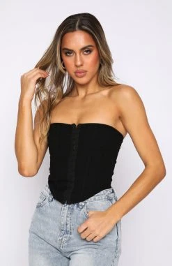 White Fox Boutique AU Like A Diamond Bustier Black Tops