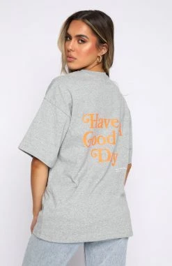 White Fox Boutique AU Clothing Have A Good Day Tee Grey Marle 10 White Fox Boutique AU Clothing Have A Good Day Tee Grey Marle