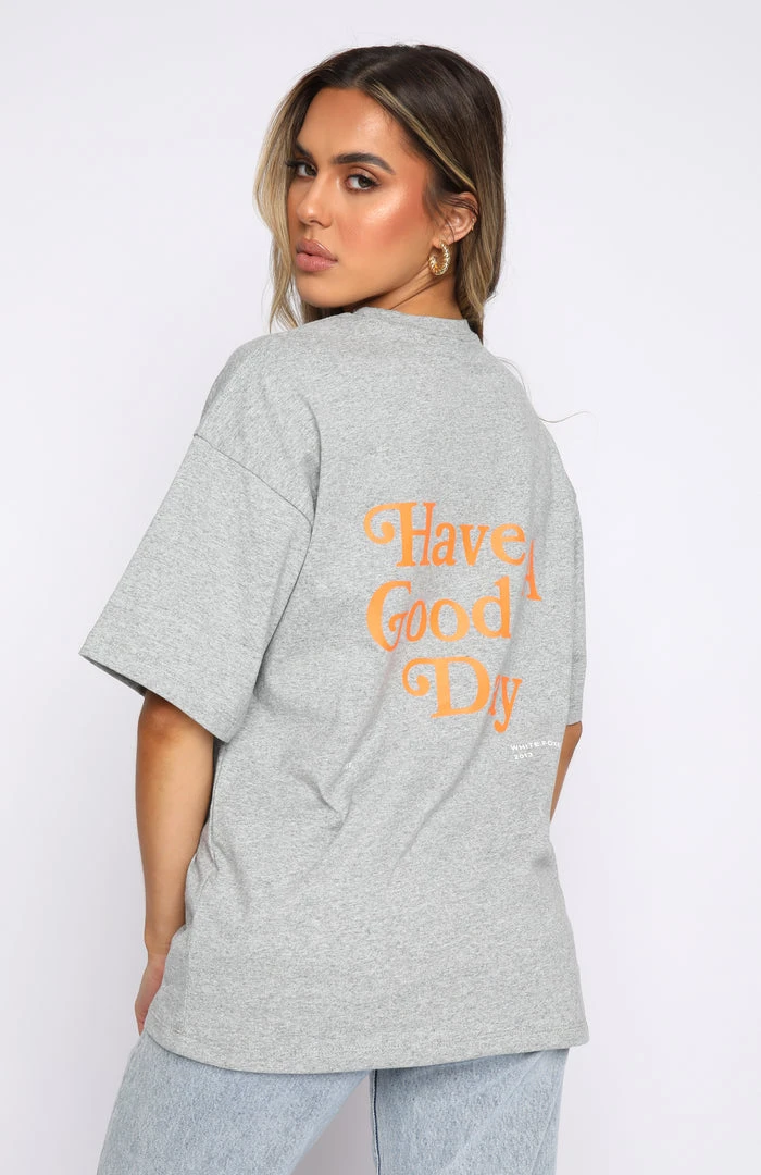 White Fox Boutique AU Clothing Have A Good Day Tee Grey Marle 6 White Fox Boutique AU Clothing Have A Good Day Tee Grey Marle