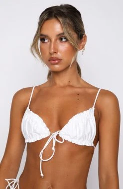 White Fox Boutique AU Swimwear Maldives Bikini Top Shiny White