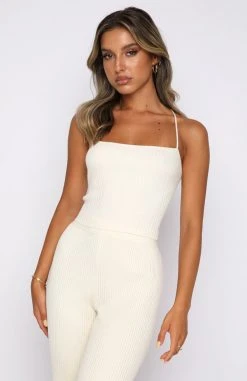 White Fox Boutique AU Play With Your Heart Knit Crop Cream Clothing