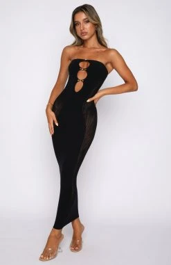 White Fox Boutique AU Clothing Your Peace Mesh Midi Dress Black