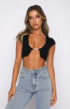 White Fox Boutique AU Clothing Lay With Me Crop Black