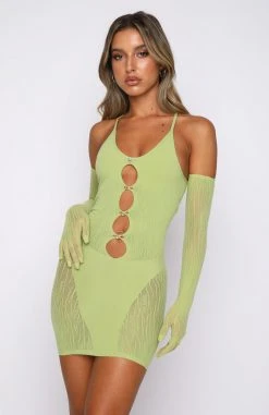 White Fox Boutique AU Clothing Link Up Mesh Mini Dress Matcha