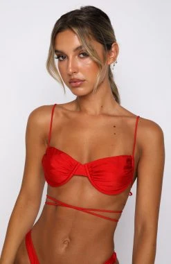 White Fox Boutique AU Swimwear Siena Bikini Top Shiny Red