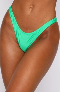 White Fox Boutique AU Stay Golden Bottoms Shiny Green Swimwear