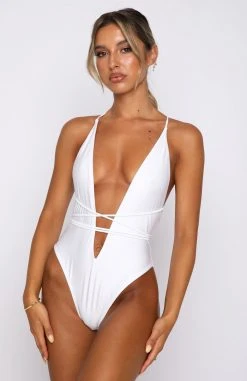 White Fox Boutique AU Daydream Island One Piece Shiny White Swimwear