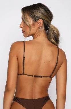 White Fox Boutique AU Surfer Girl Bikini Top Shiny Chocolate Swimwear