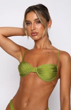 White Fox Boutique AU Magic In The Hamptons Bikini Top Shiny Olive