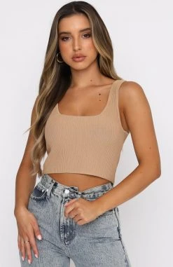 White Fox Boutique AU Give Notice Crop Tan