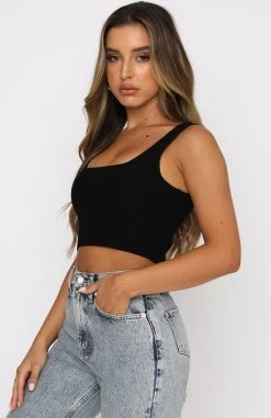 White Fox Boutique AU Clothing Give Notice Crop Black