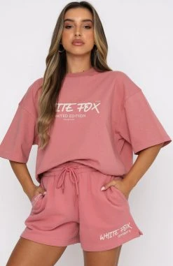 White Fox Boutique AU Step Back Oversized Tee Berry