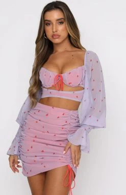 White Fox Boutique AU Bottoms Timeless Love Mini Skirt Lilac Rose