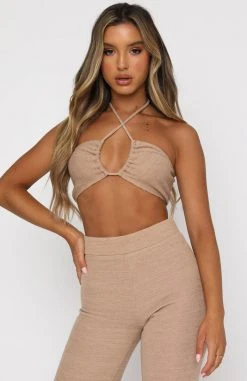 White Fox Boutique AU Self Made Crop Beige Clothing