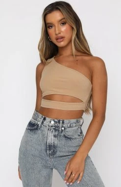 White Fox Boutique AU Clothing First Love Crop Tan