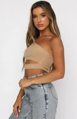 White Fox Boutique AU Clothing First Love Crop Tan