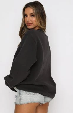 White Fox Boutique AU City Escape Oversized Sweater Charcoal Clothing