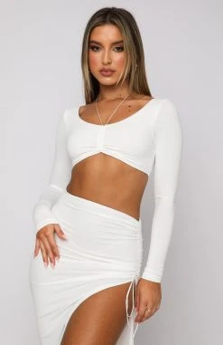 White Fox Boutique AU Believe In Me Long Sleeve Crop White