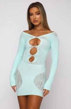 White Fox Boutique AU One Of A Kind Mesh Mini Dress Mint Clothing