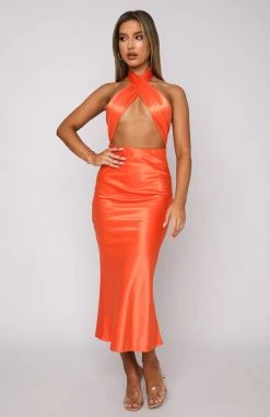 White Fox Boutique AU Midsummer Dreams Midi Dress Orange Dresses