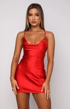 White Fox Boutique AU Chain Of Hearts Mini Dress Red Clothing