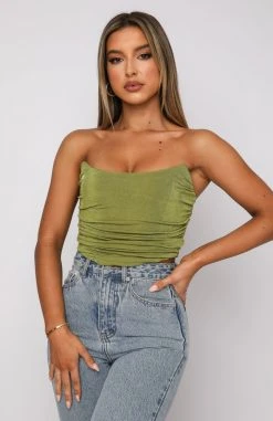 White Fox Boutique AU Like You Better Bustier Olive Clothing