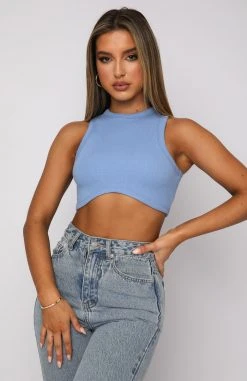 White Fox Boutique AU Commit To Me Crop Blue Clothing