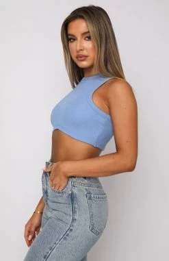 White Fox Boutique AU Commit To Me Crop Blue Clothing