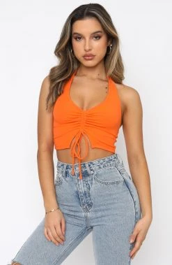 White Fox Boutique AU Tops Hype It Up Crop Orange