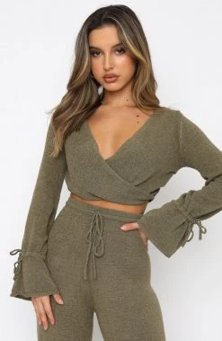 White Fox Boutique AU Hear Me Out Crop Military